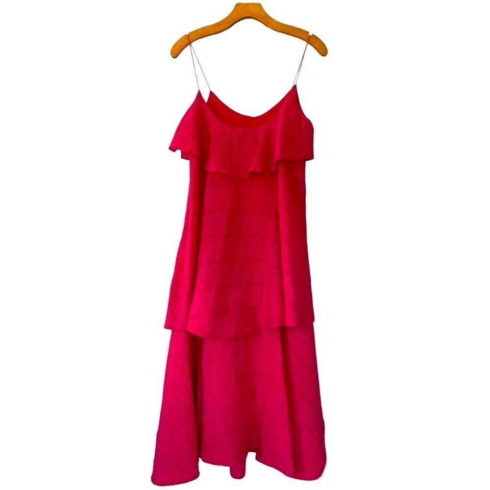 Flowy Dress Maxi Midi dress CLUB MONACO spaghetti straps layered slip pink rose